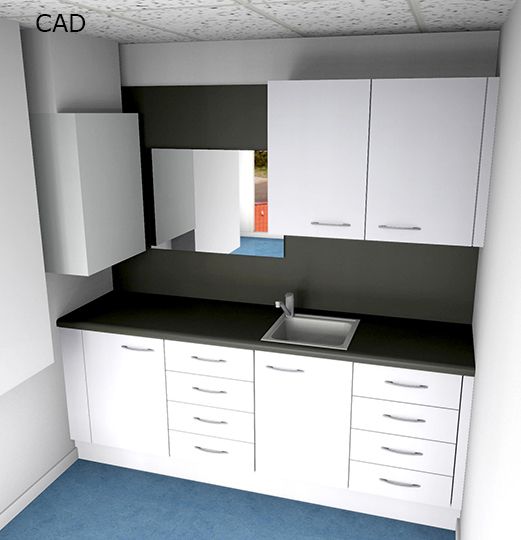 Sterialraum Möbel, CAD Zeichnung Nahaufnahme Schrank